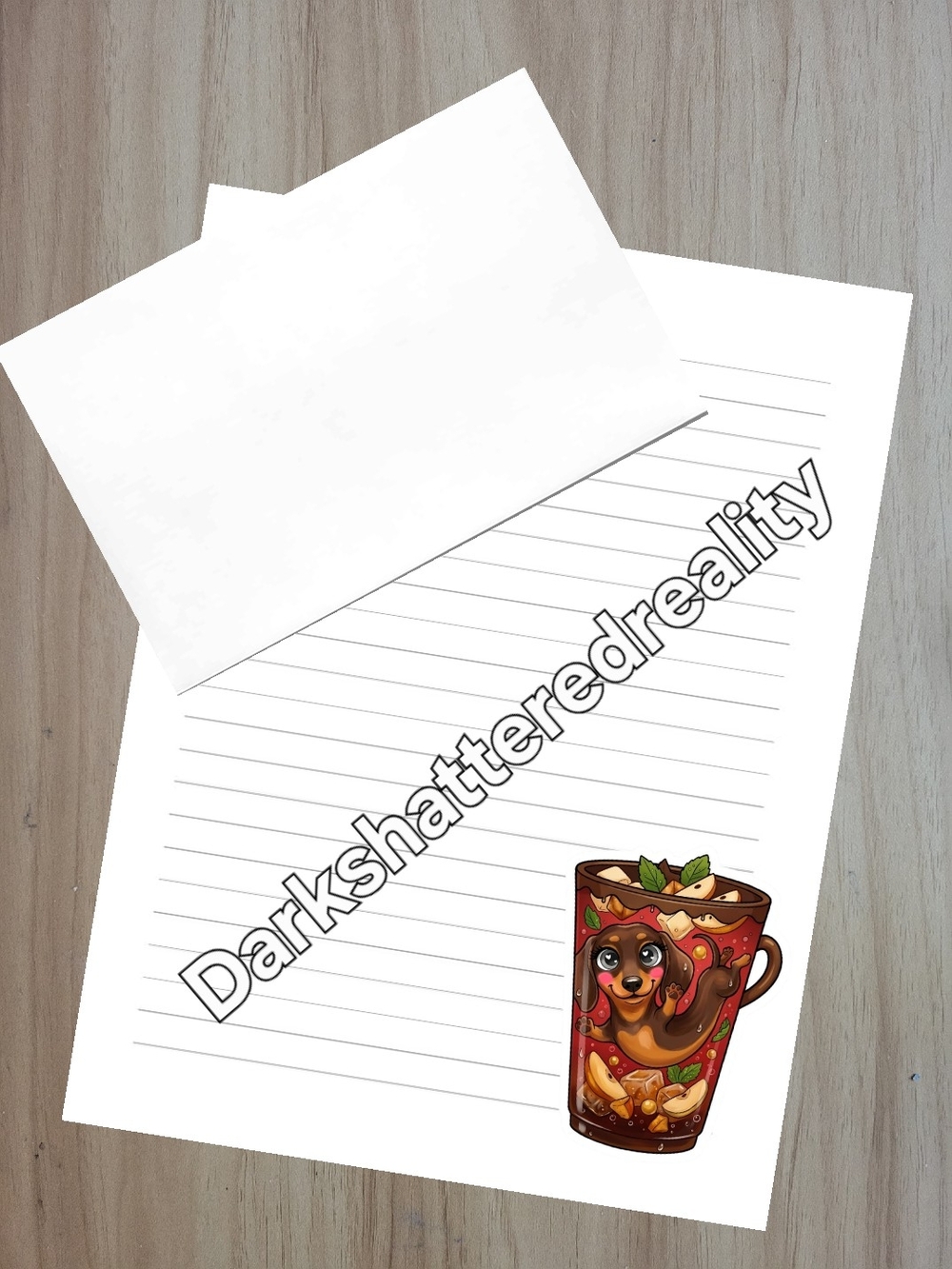 🖤NEW🖤 24pc Cute Hot Cocoa Dachsund Stationery With Envelopes